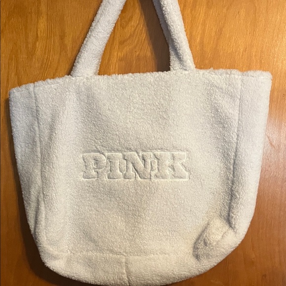 PINK Victoria's Secret Blue Sherpa Tote - Picture 1 of 4